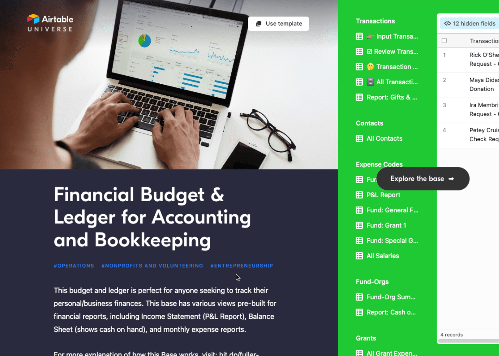 Airtable accounting ledger template