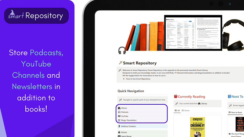 Smart Repository Notion Template quick access dashboard