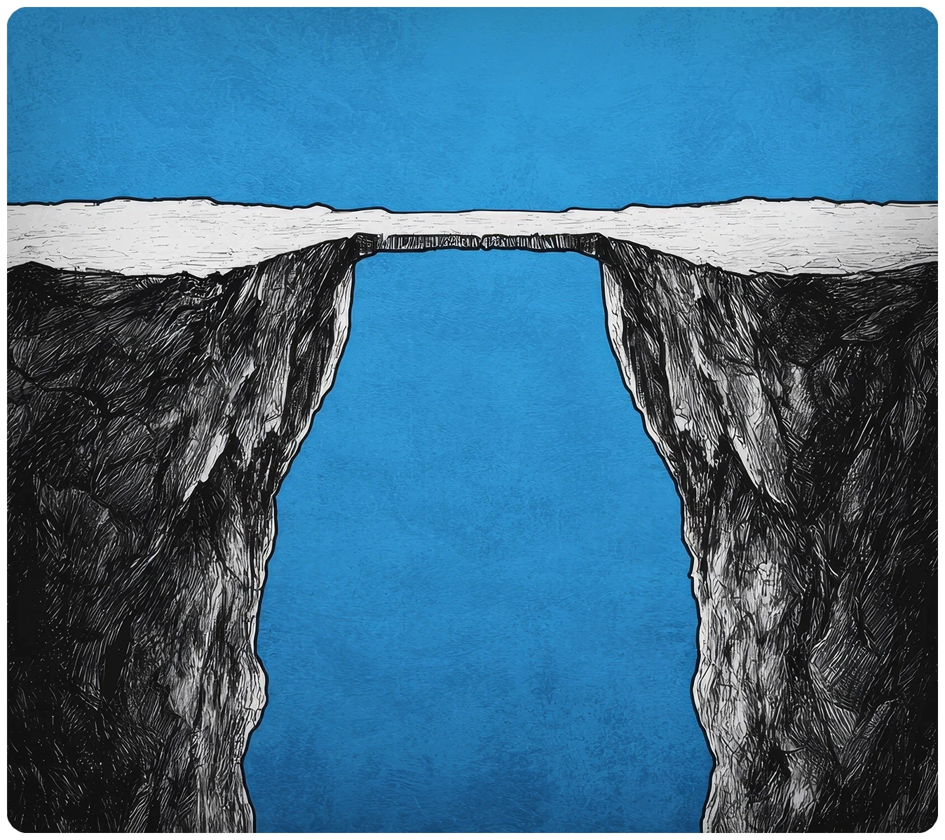 A bridge between two cliffs with a gap between them