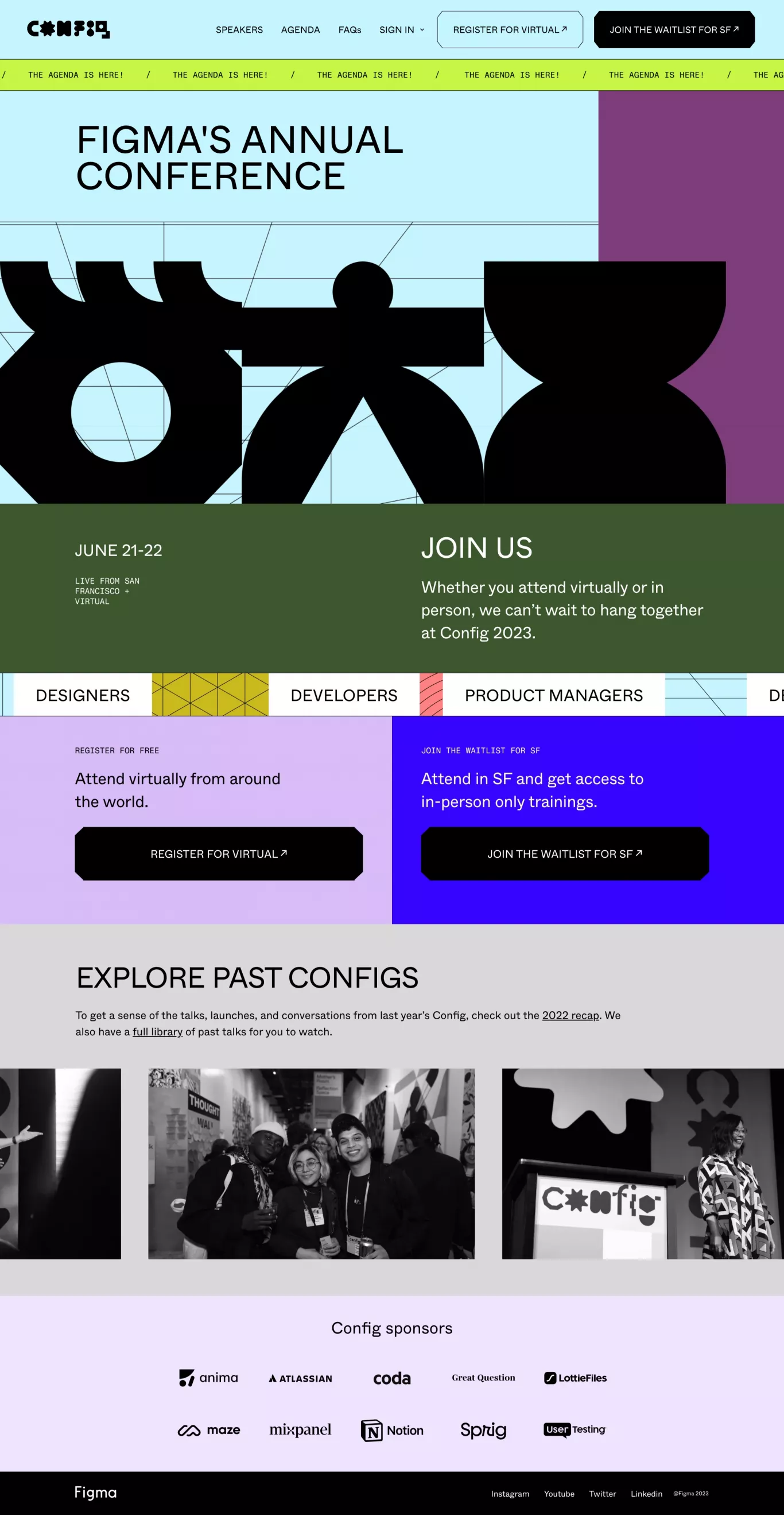 Config 2023 other page screenshot showcasing Event and Design design
