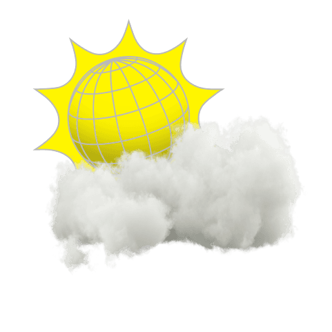 illustratie zon achter wolkje 