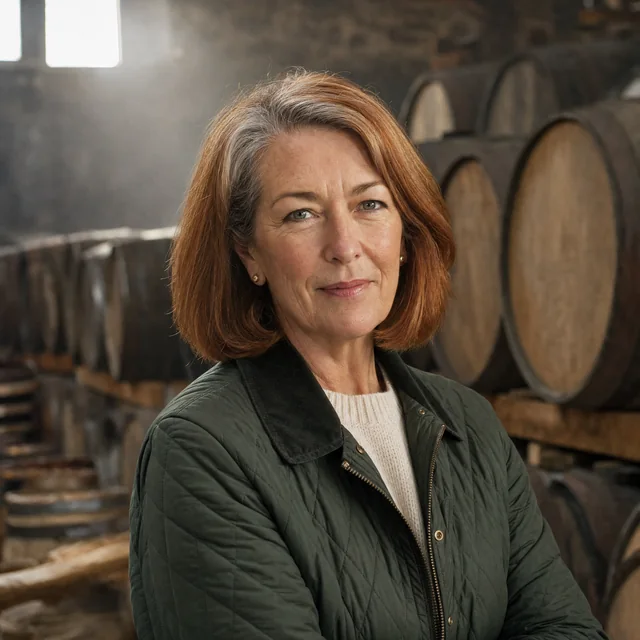 Fiona Strachan in the distillery's cask warehouse