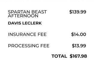 Screenshot of onsite registration receipt UI