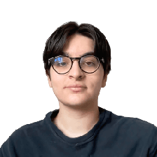 Team member Daniela's profile (White skin with short dark hair using glasses and a black crew neck sweater)