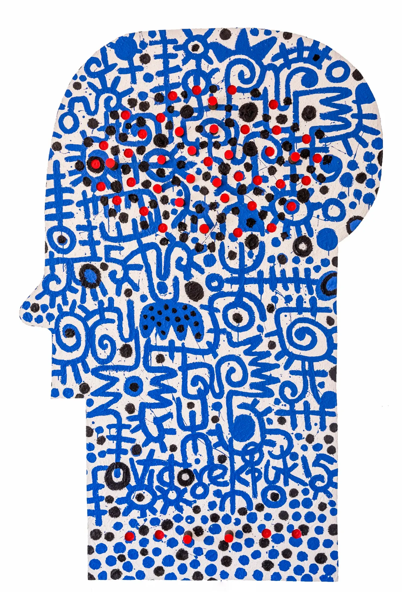 Head 2, c. 2015. Acrylic and metal on wood 72 x 43½ in. (183 x 111cm.)