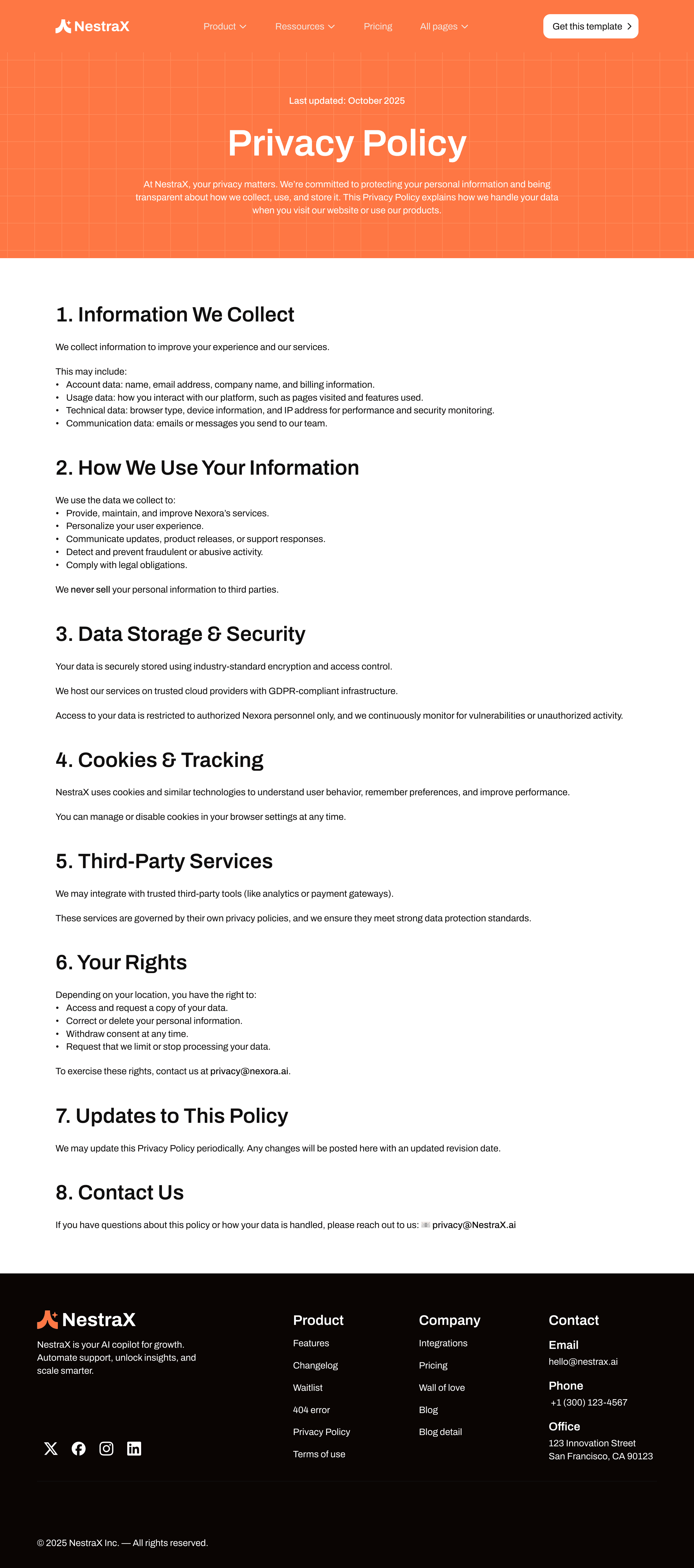 Privacy Policy page