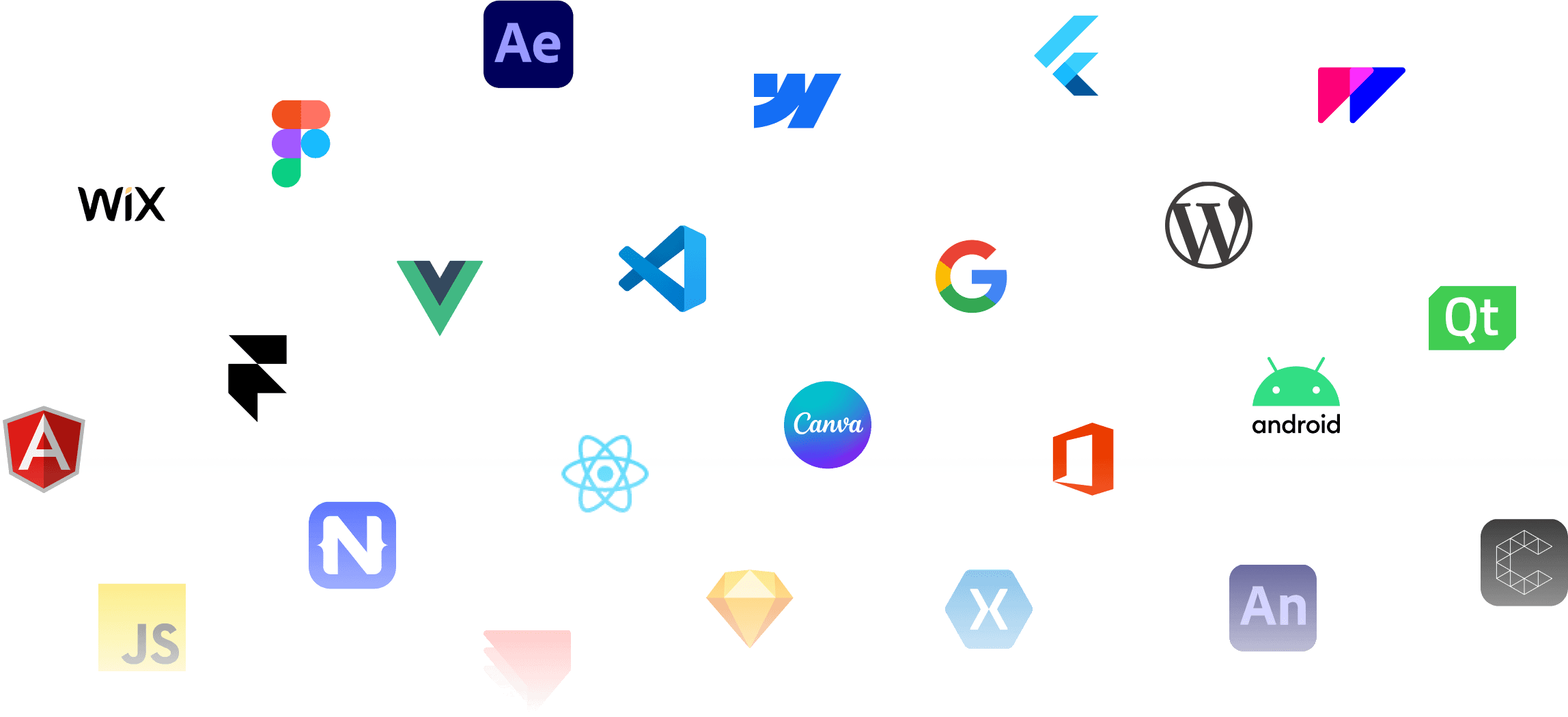 A collage of logos from various design, code and productivity companies