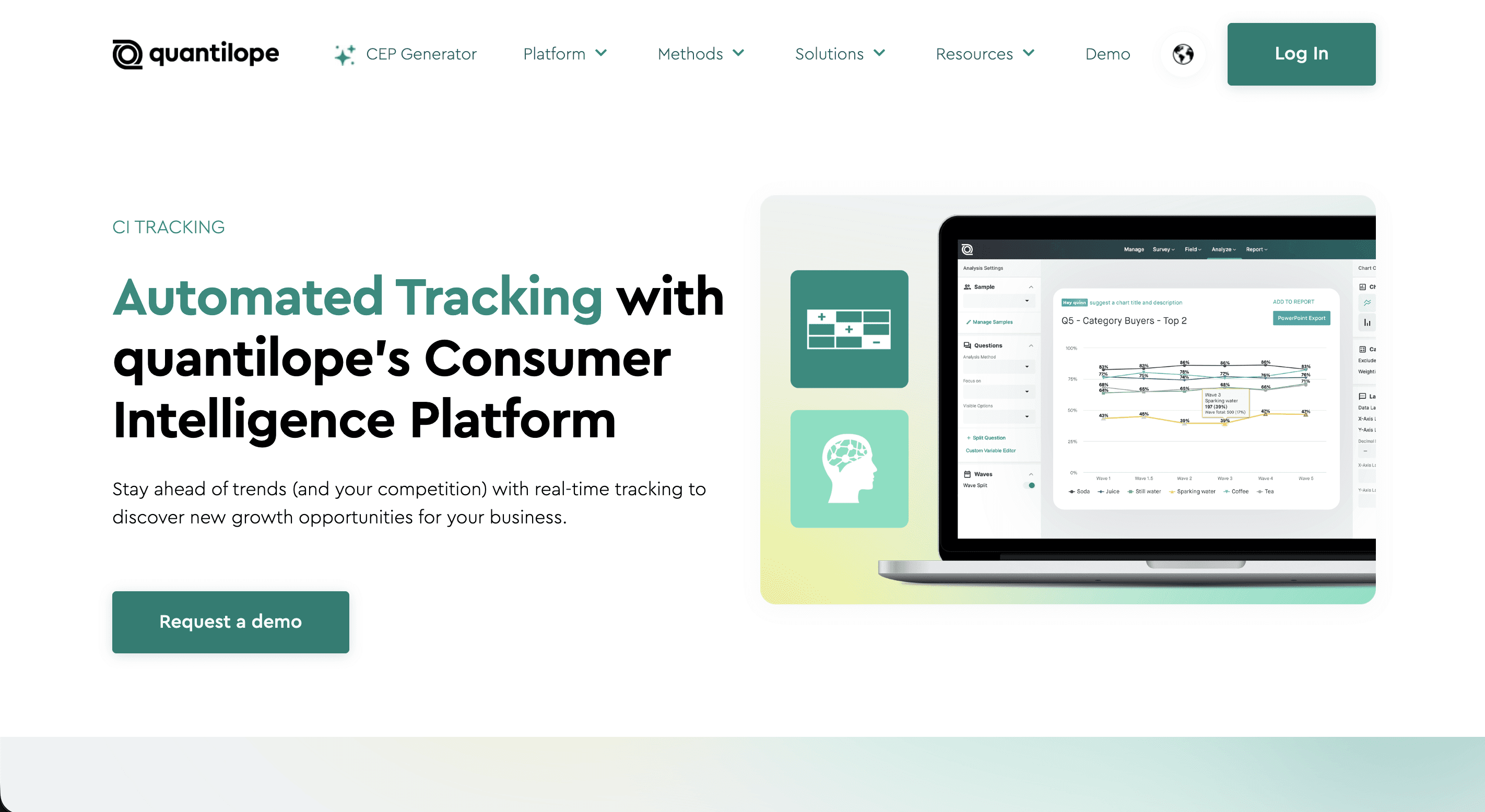 Consumer Insights and Market Research Website Dashboard for Quantilope