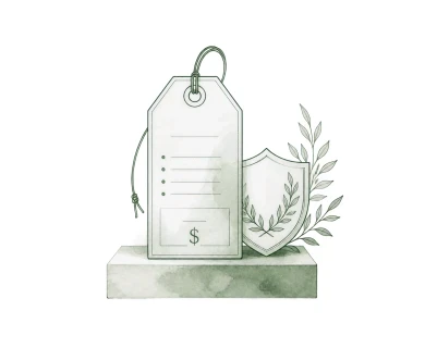 Price tag with shield