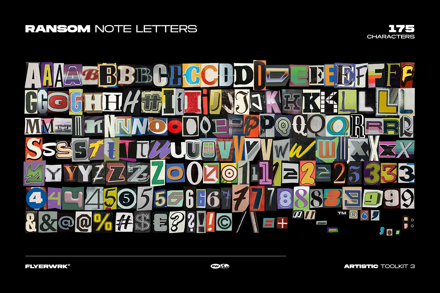 Artistic Toolkit 3 ransom note alphabet letters and numbers collage typography