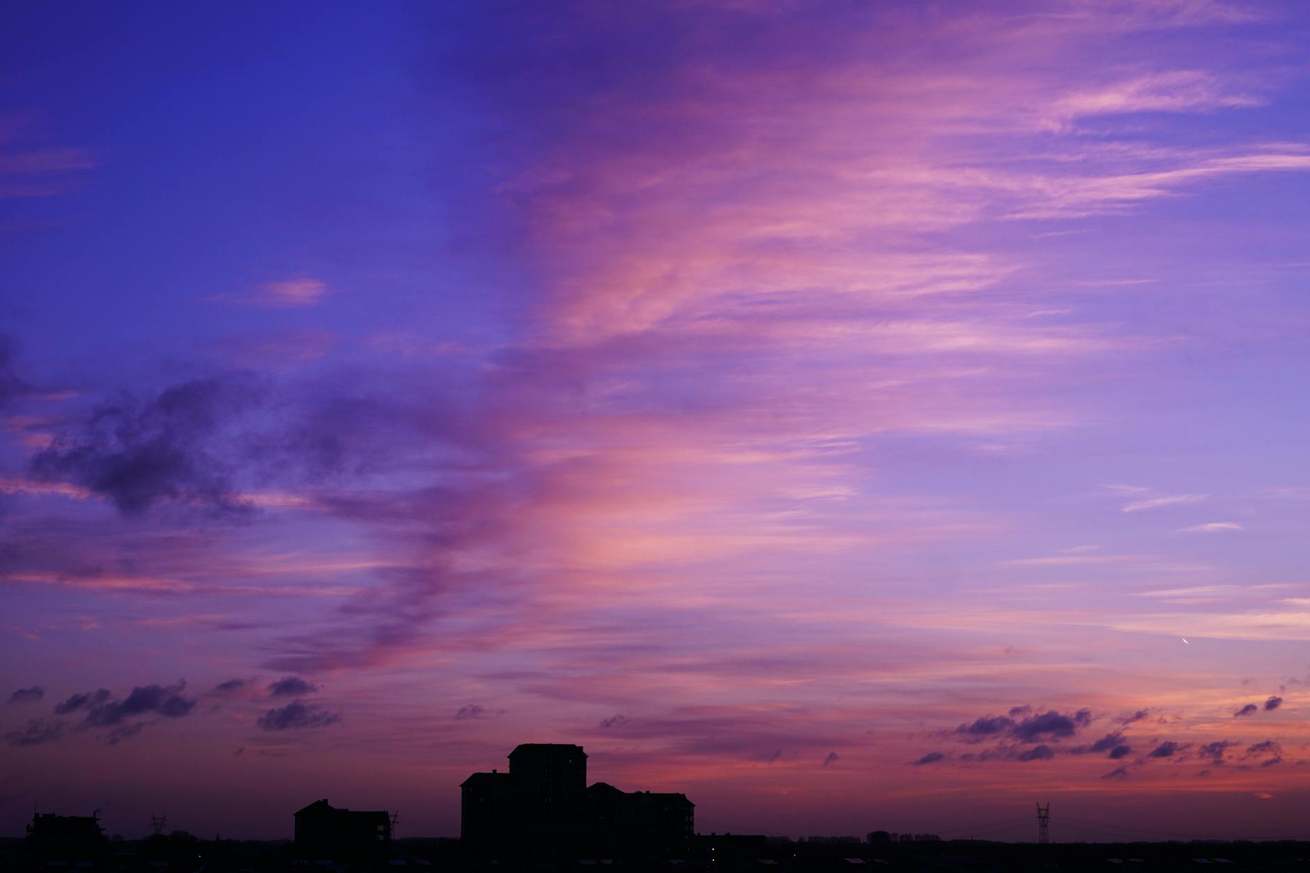 Vibrant purple and pink sunset sky