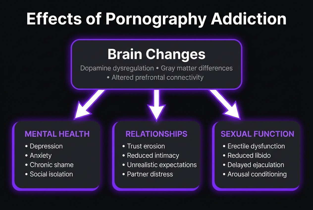 a diagram representing the different aspects of porn addiction effects