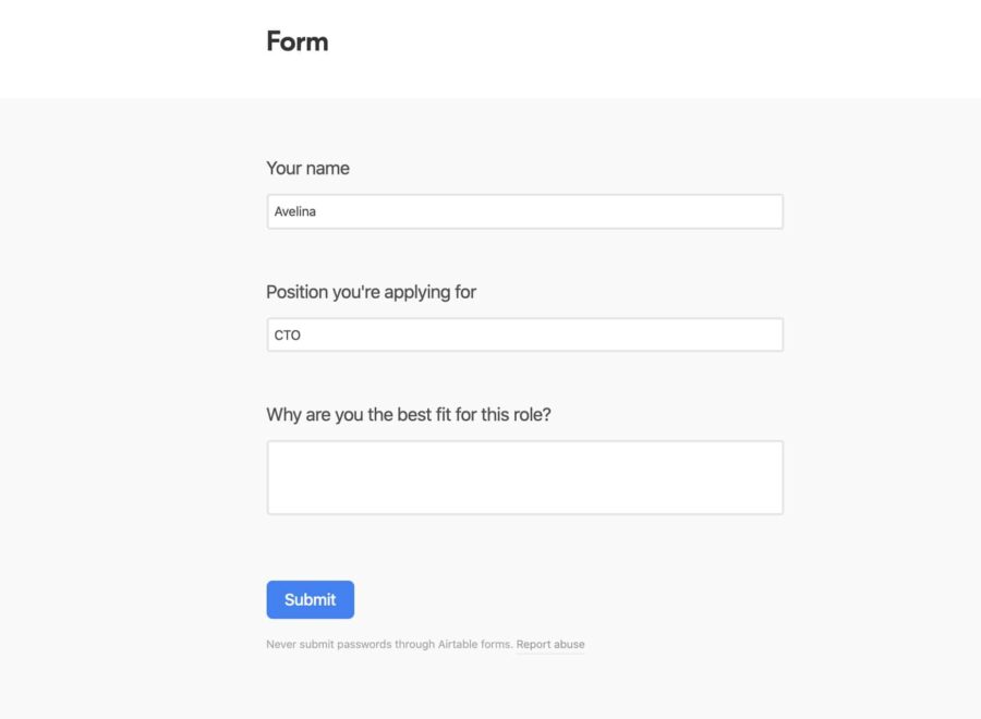 Airtable form