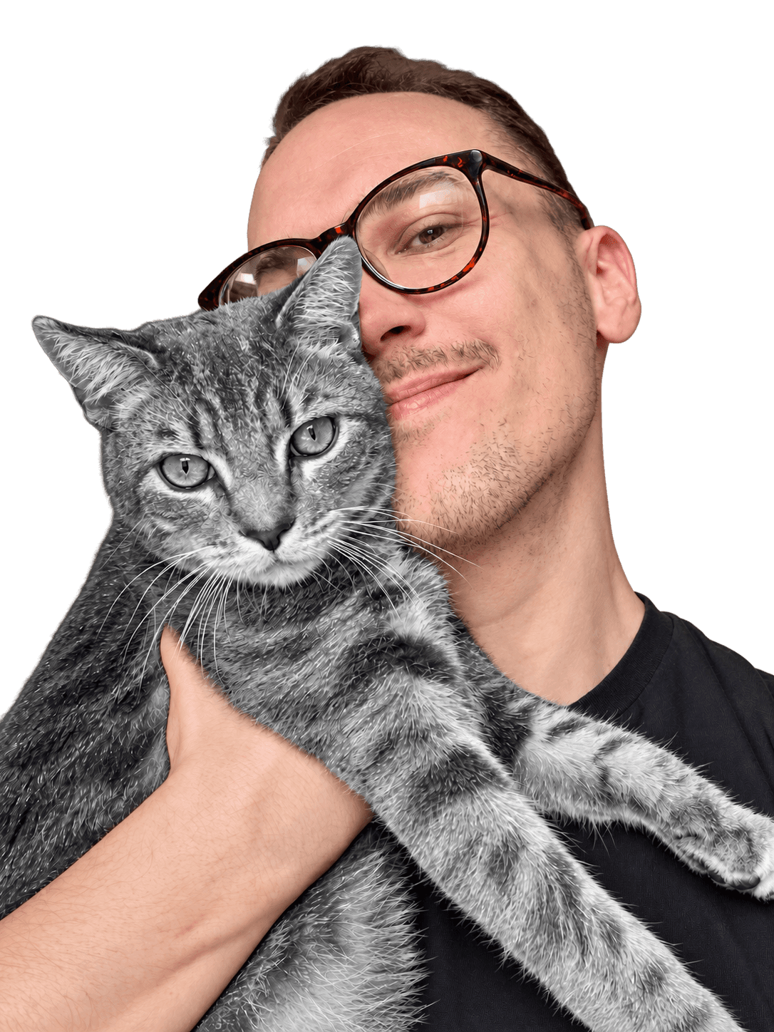 Alex holding his cat Mark