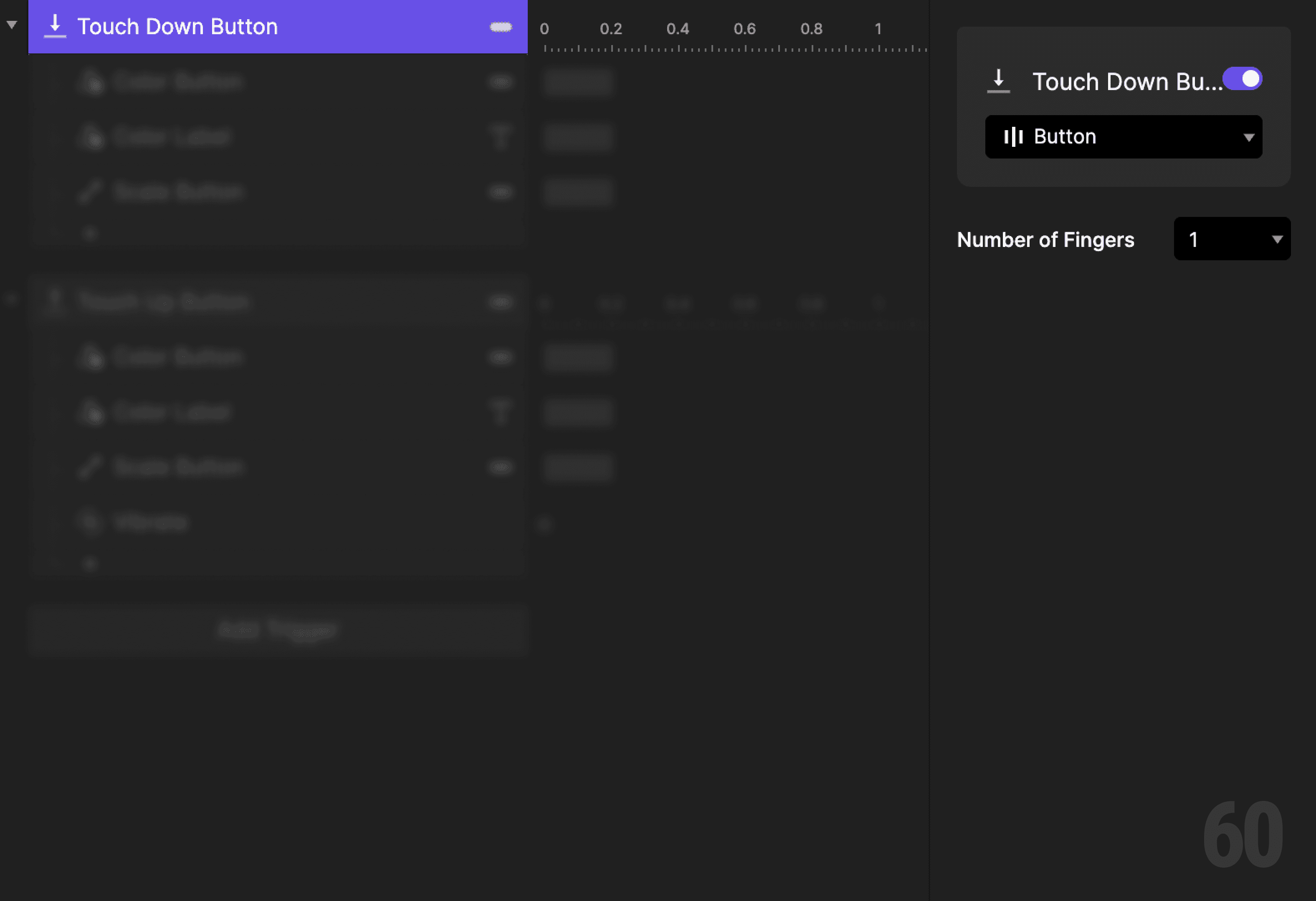 This is a screenshot of Step 1: Add touch down trigger.
