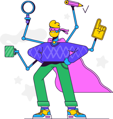 Figuur van mannetje met cape.