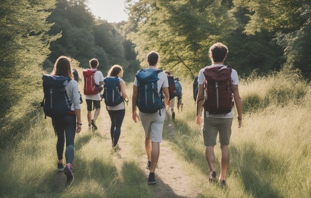 group of people rucking