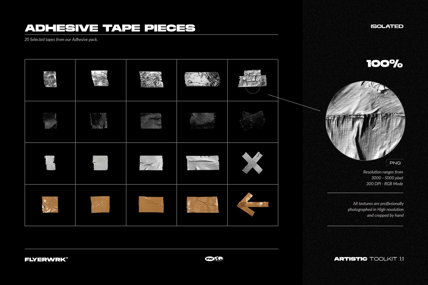 Artistic Toolkit 1 adhesive tape pieces with high resolution textures for authentic collage design styles