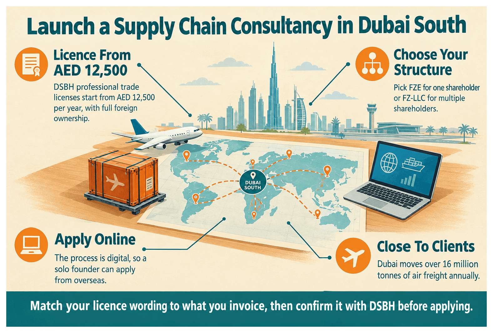 Infographic: Setting Up a Supply Chain Consultancy Business in Dubai South: License, Cost and Steps