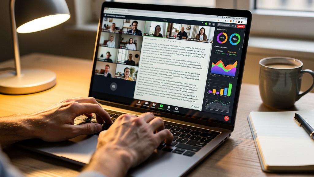 Professional analyzing sales call data and conversation intelligence