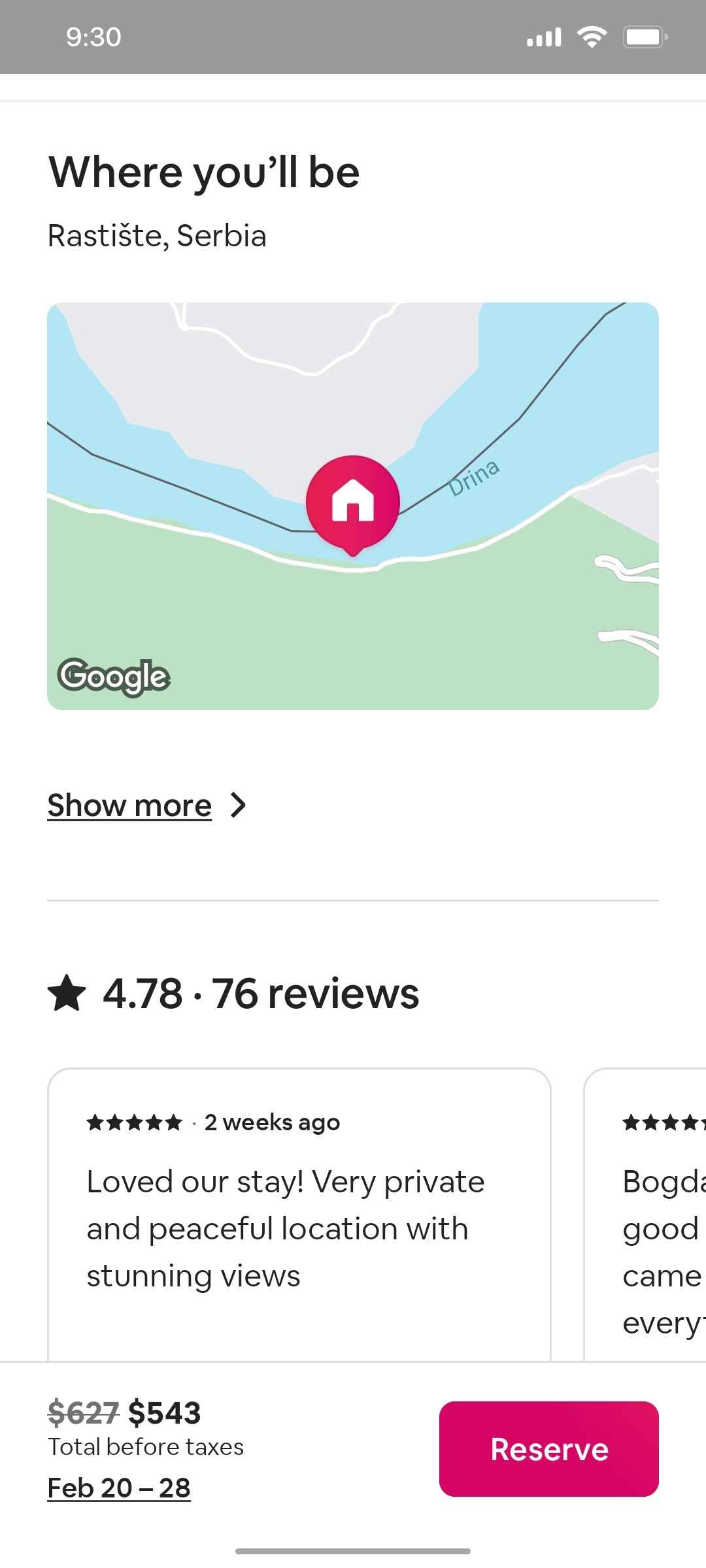 Airbnb Stay map details screen