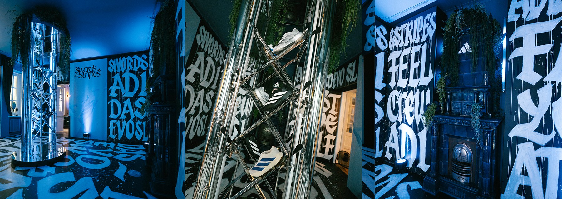 Modern outdoor wall design with "NOVAWEST" branding, showing a stairway cut-out and text reading "Inspired by space" and "Form meets function" in minimal typography.
