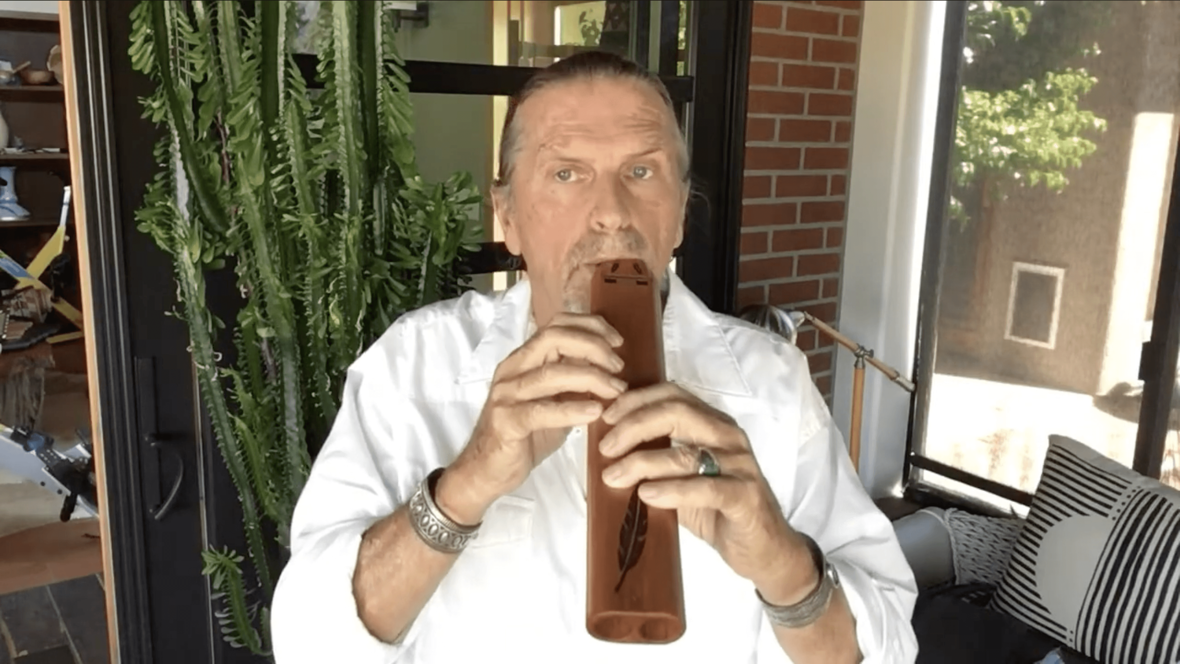 Odell Borg playing double drone flute