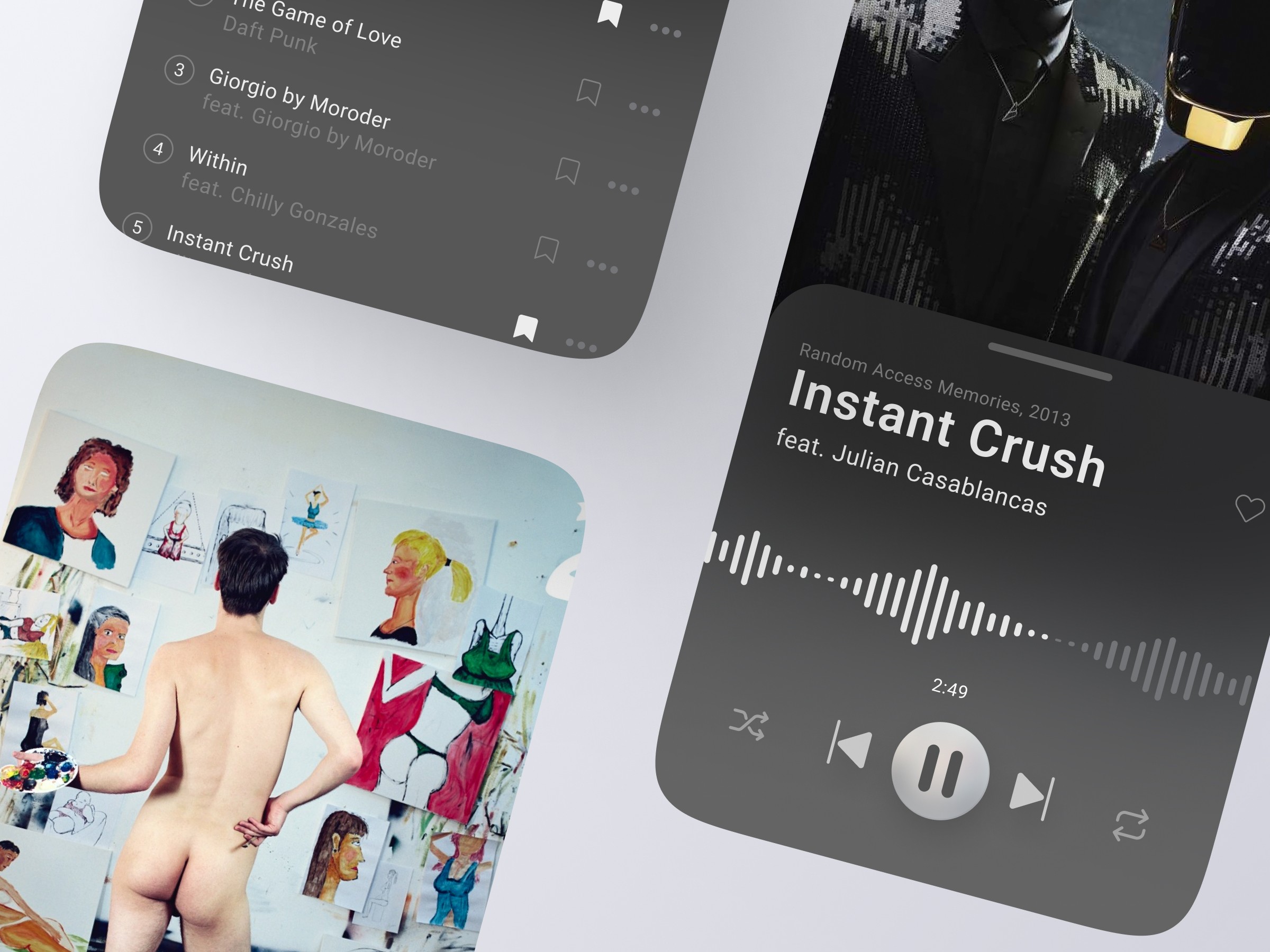 mobile app ui ux music player alligatoah daft punk made by pixco free