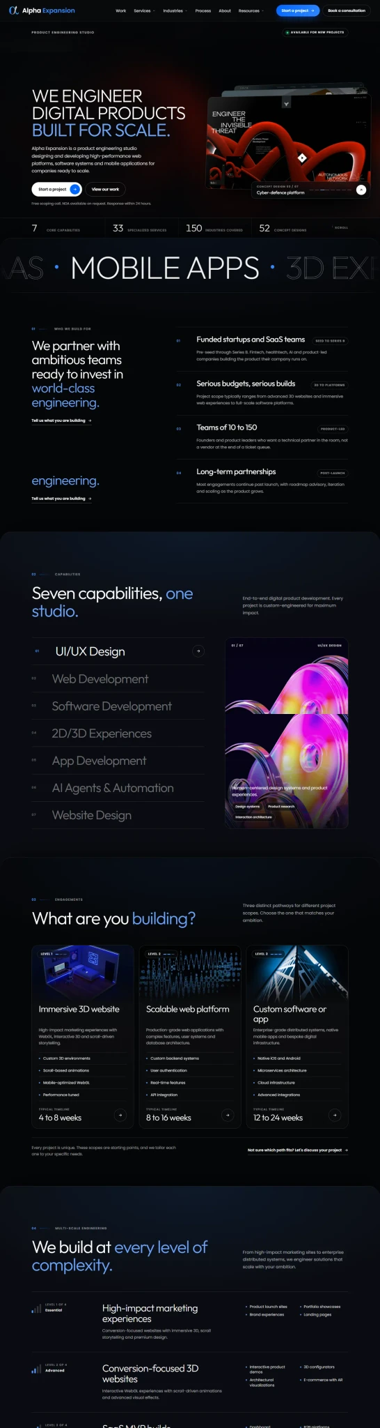 The home page of alphaexpansion.io