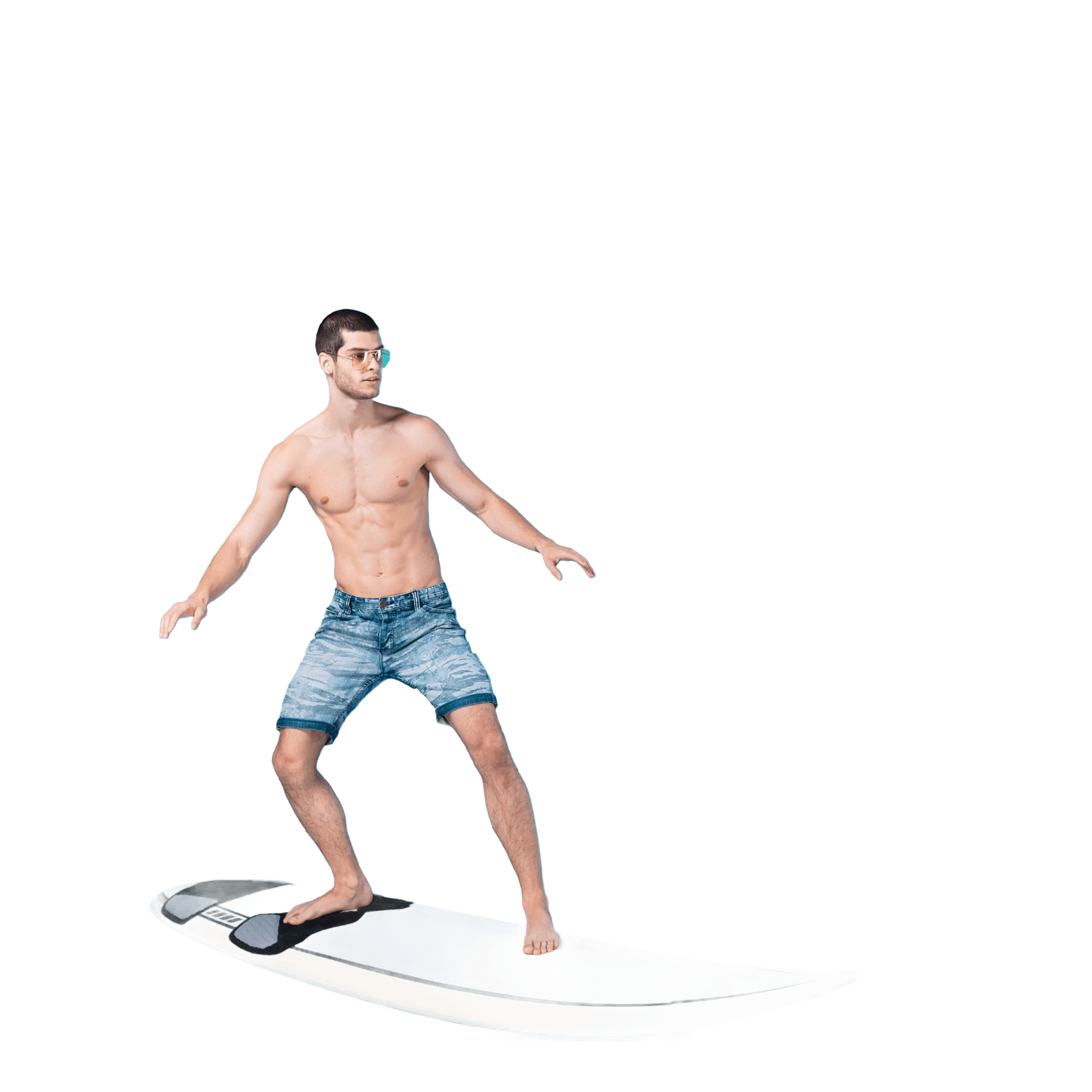 Moving surfing man