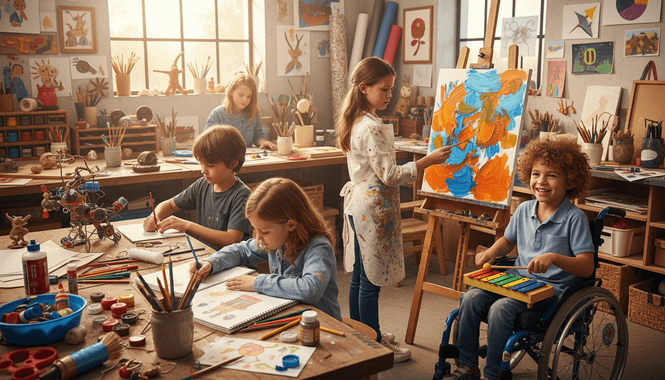 An orange cube-shaped side table is shown.
