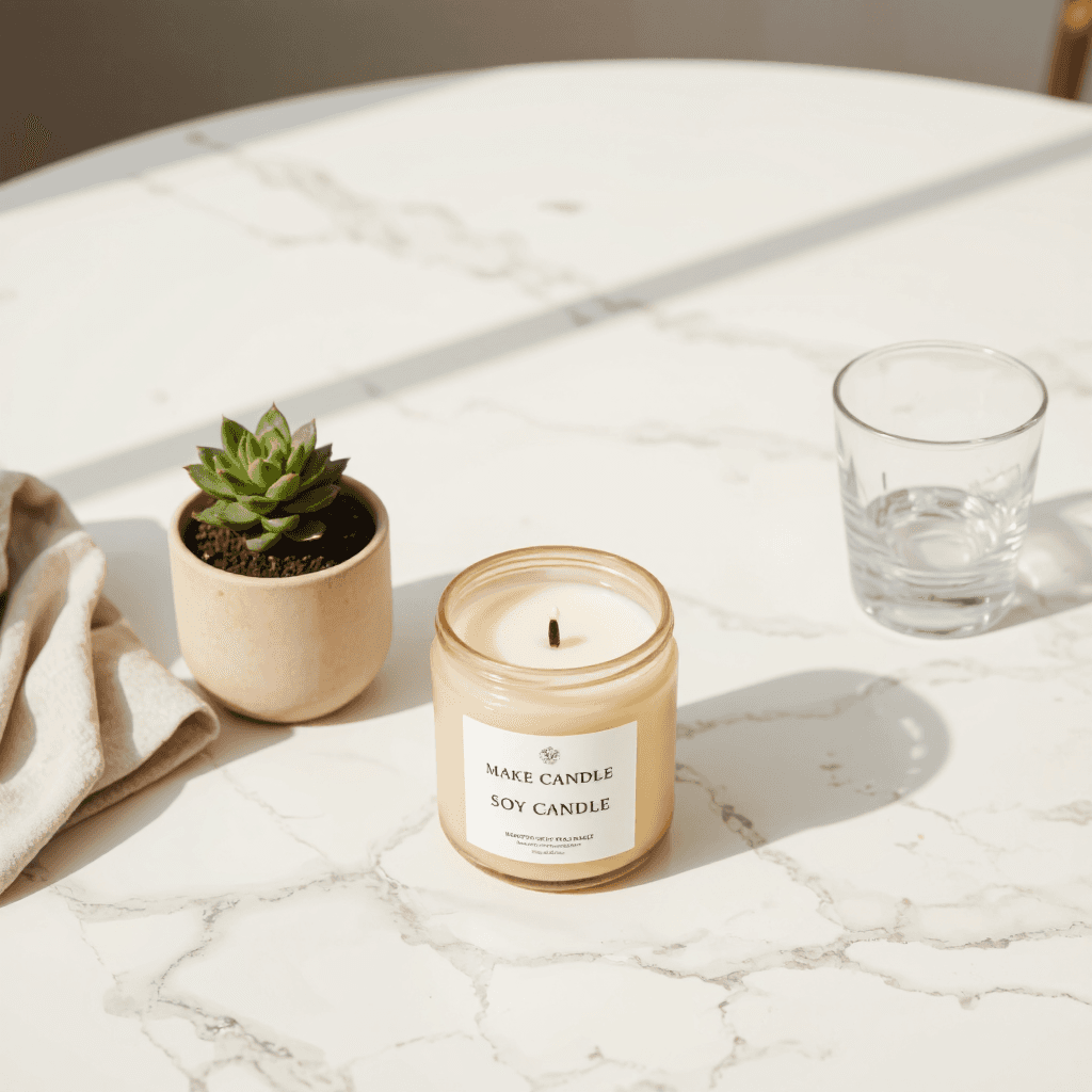 product photography of a jar of soy candle