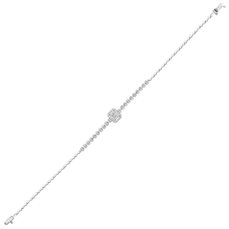 Assos 0.57 Karat Pırlanta Baget Taşlı 14 Ayar Beyaz Altın Bileklik