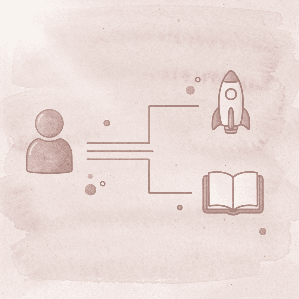 Graduation cap icon splitting into two paths representing test-optional choices