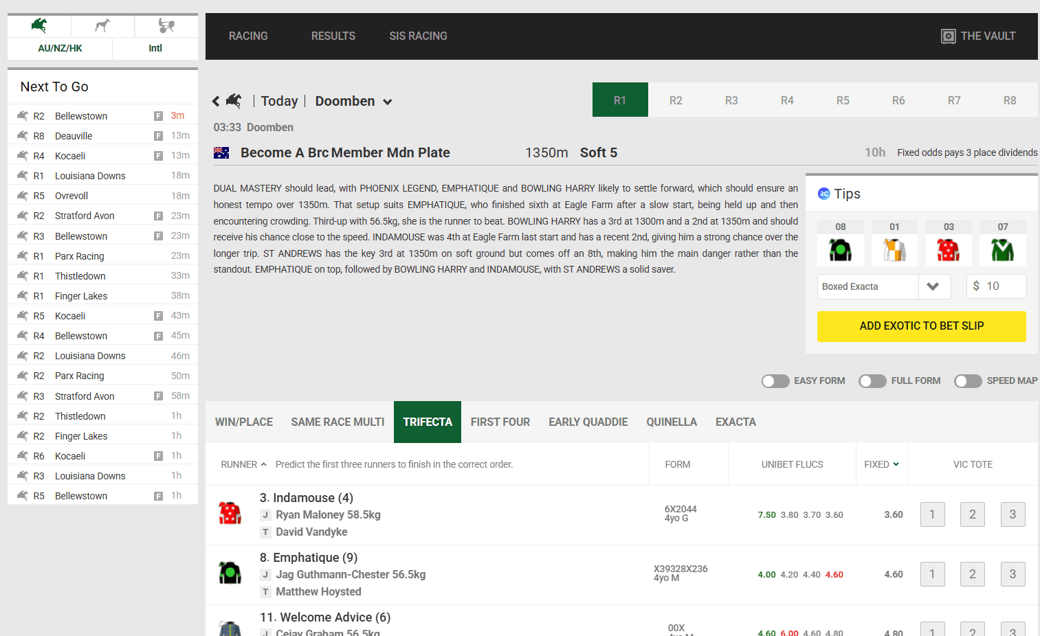 Choose your bet type and odds type