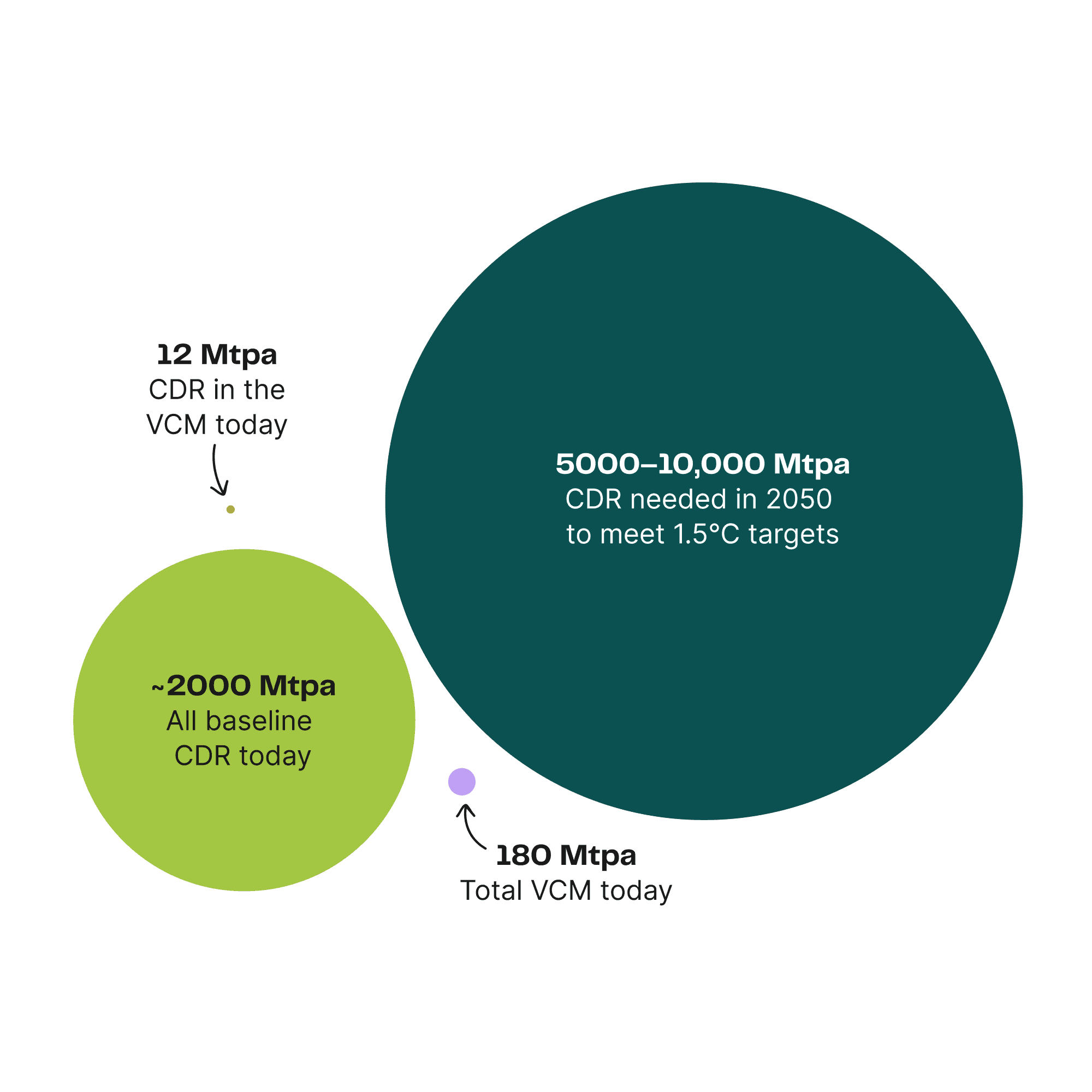 A pie chart of credit types in the Voluntary Carbon Market.