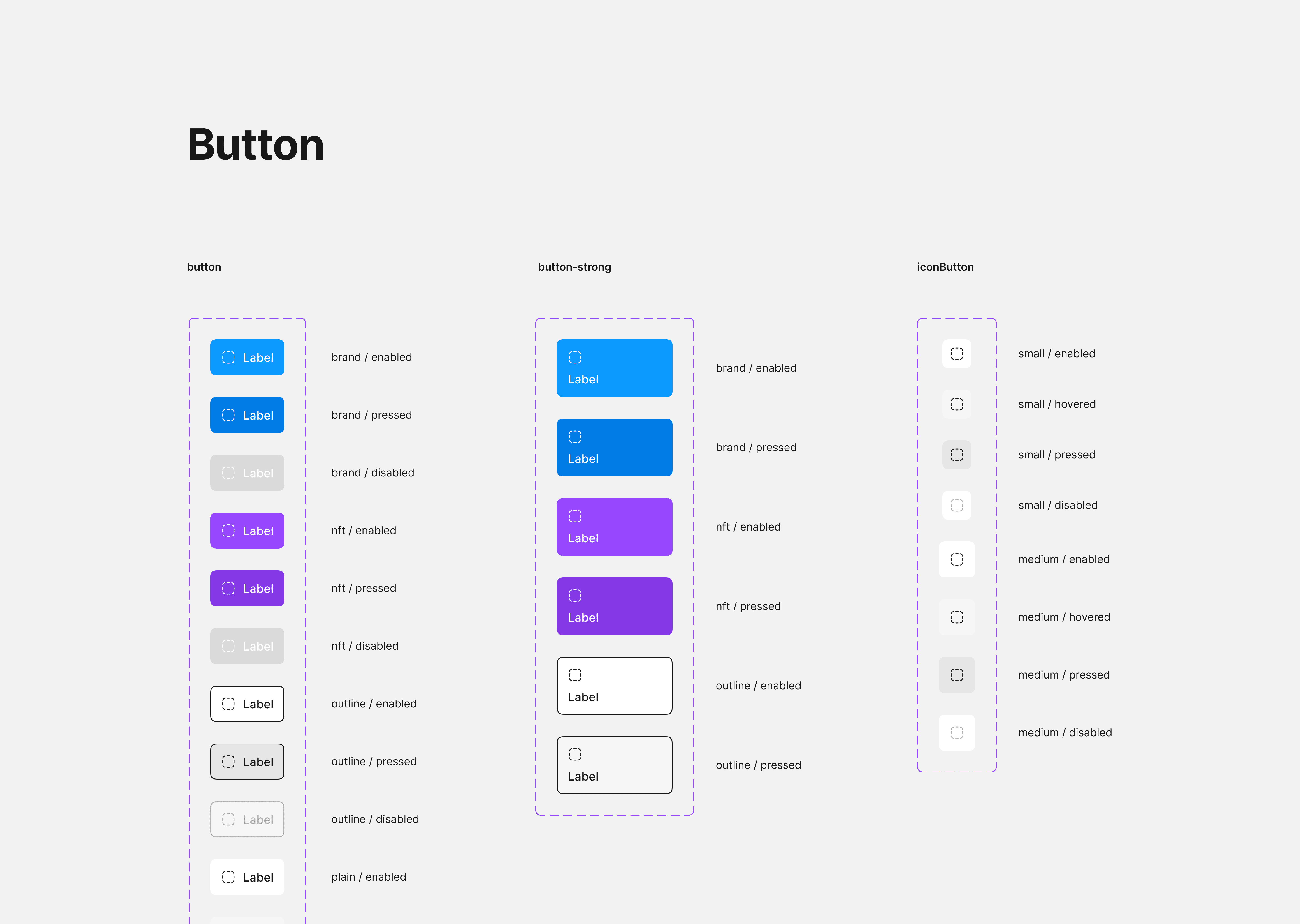 Button component and its variants