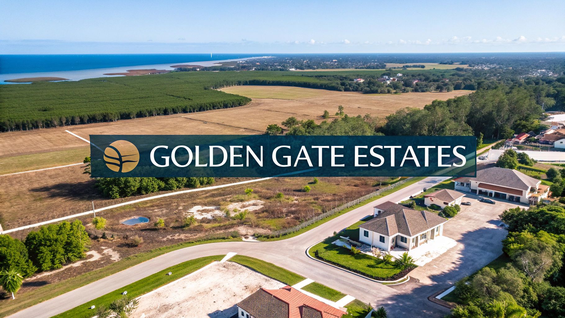 a birds-eye view of the Golden Gate Estates and large properties