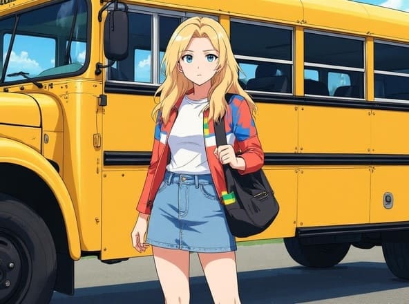 American Cartoon-Style Schoolgirl