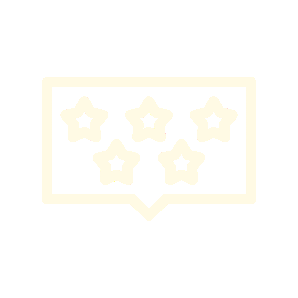 Icône d’une boîte de dialogue affichant une évaluation cinq étoiles.