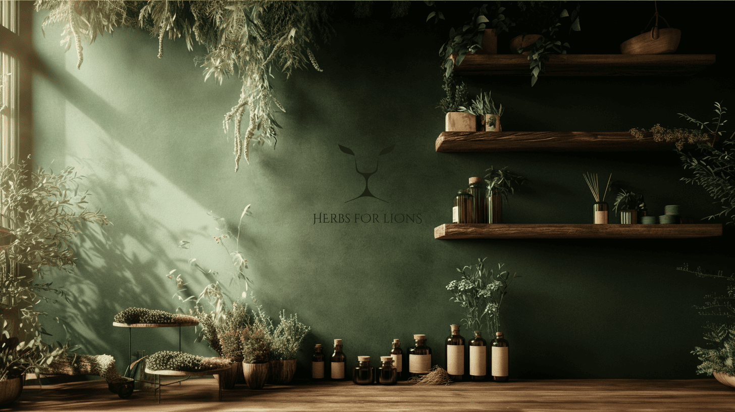 Herbal store with logo design on the wall