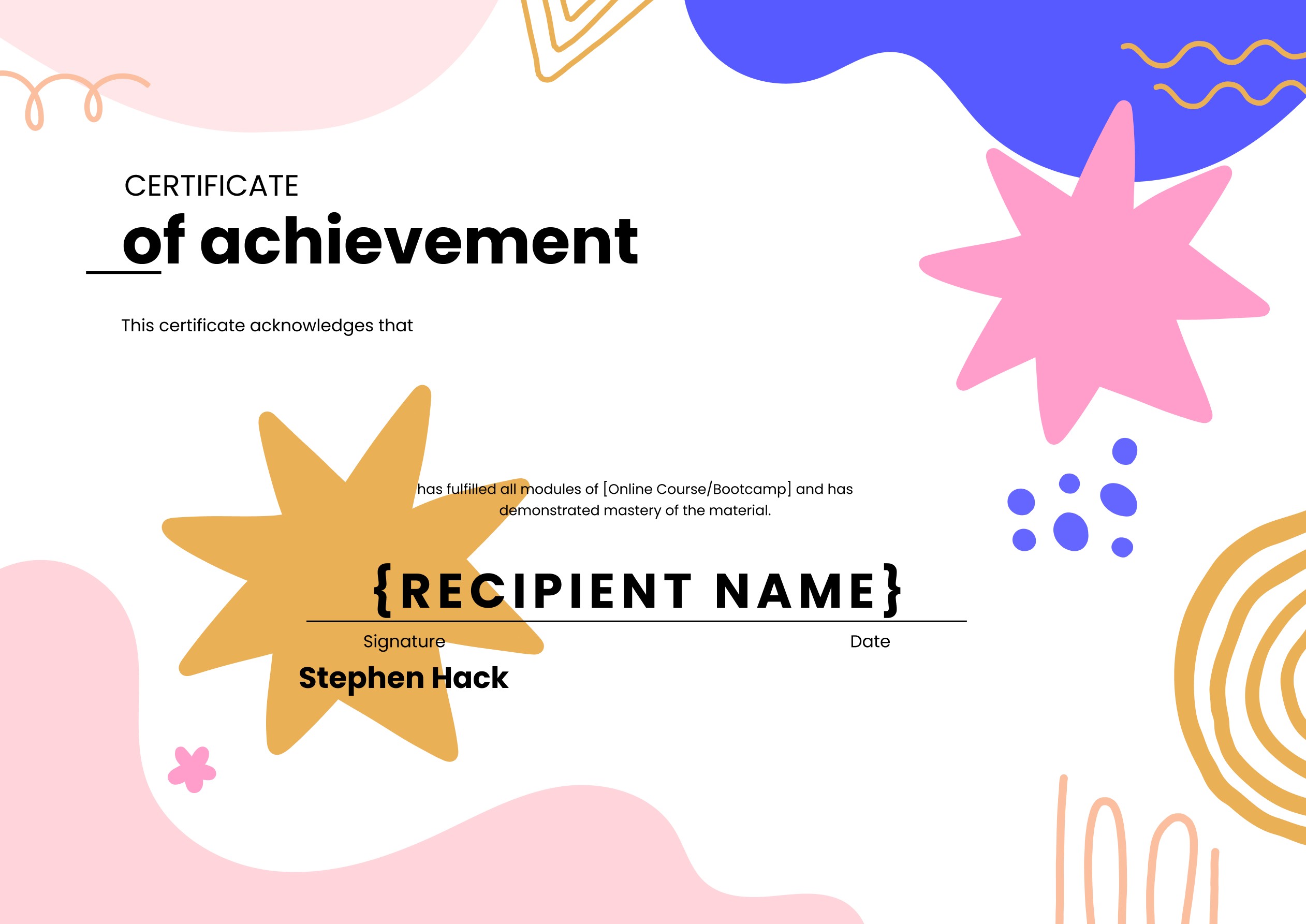 Wauld - Simple and framed course completion certificate template