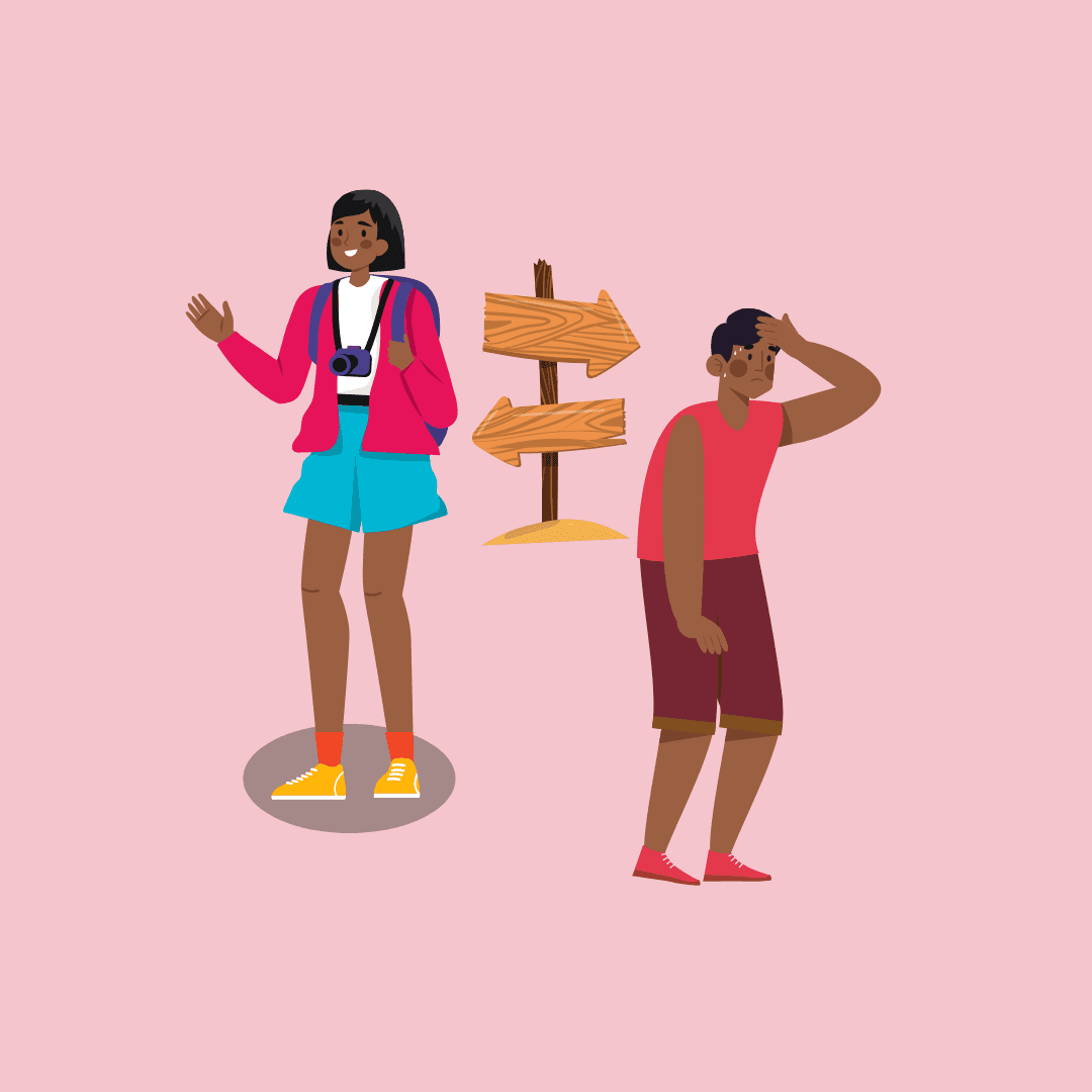 A couple headed in different directions