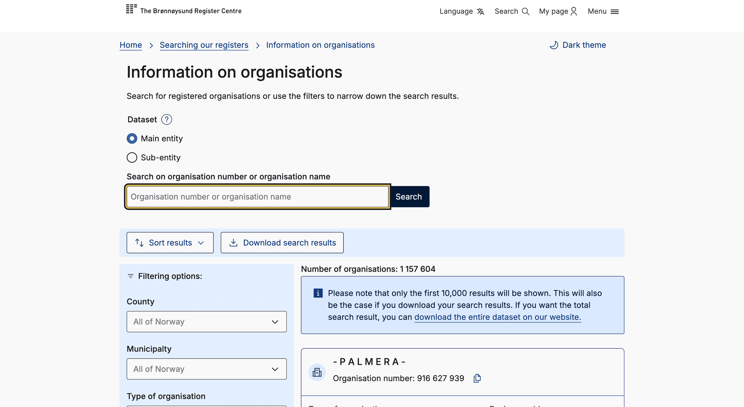 Searching for Norwegian companies