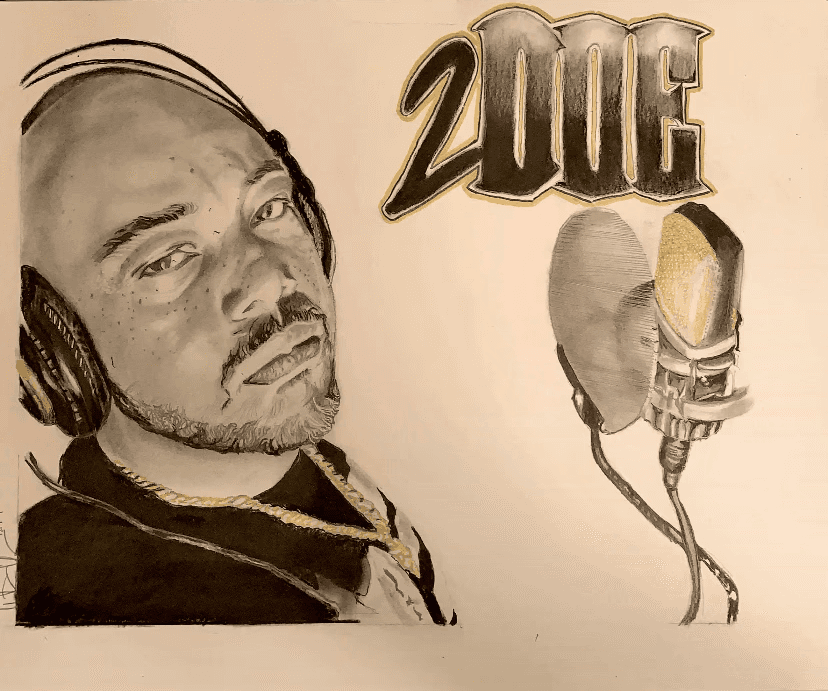 Woman near microphone in recording studio