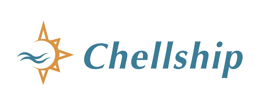 Logo of Chellship featuring a stylized sun and the brand name in a modern font.