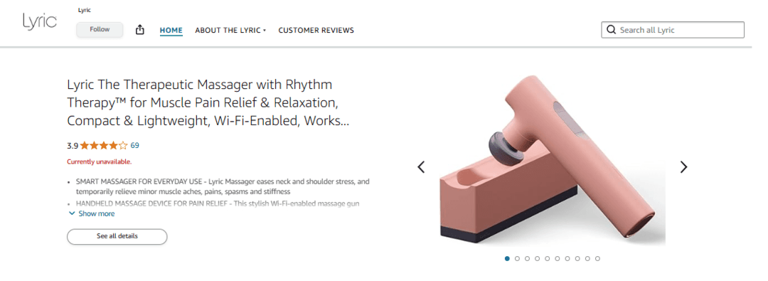 Lyric Massager&nbsp;&nbsp;