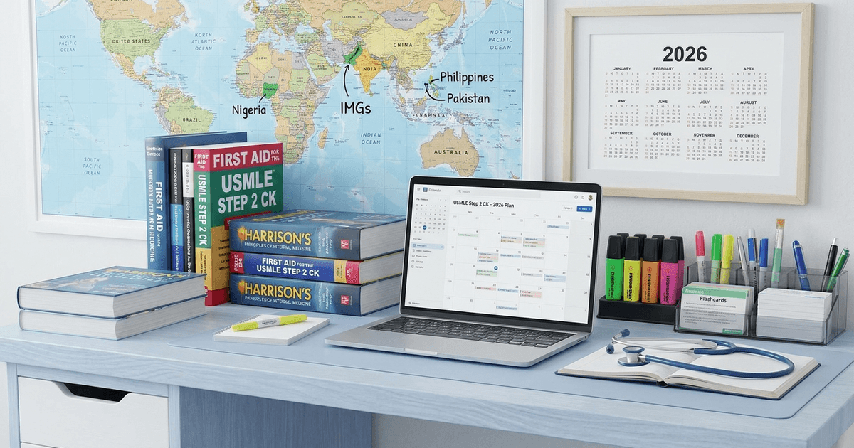 Cover: USMLE Step 2 CK Study Plan 2026: Complete Week-by-Week Schedule, High-Yield Resources and Strategy for IMGs