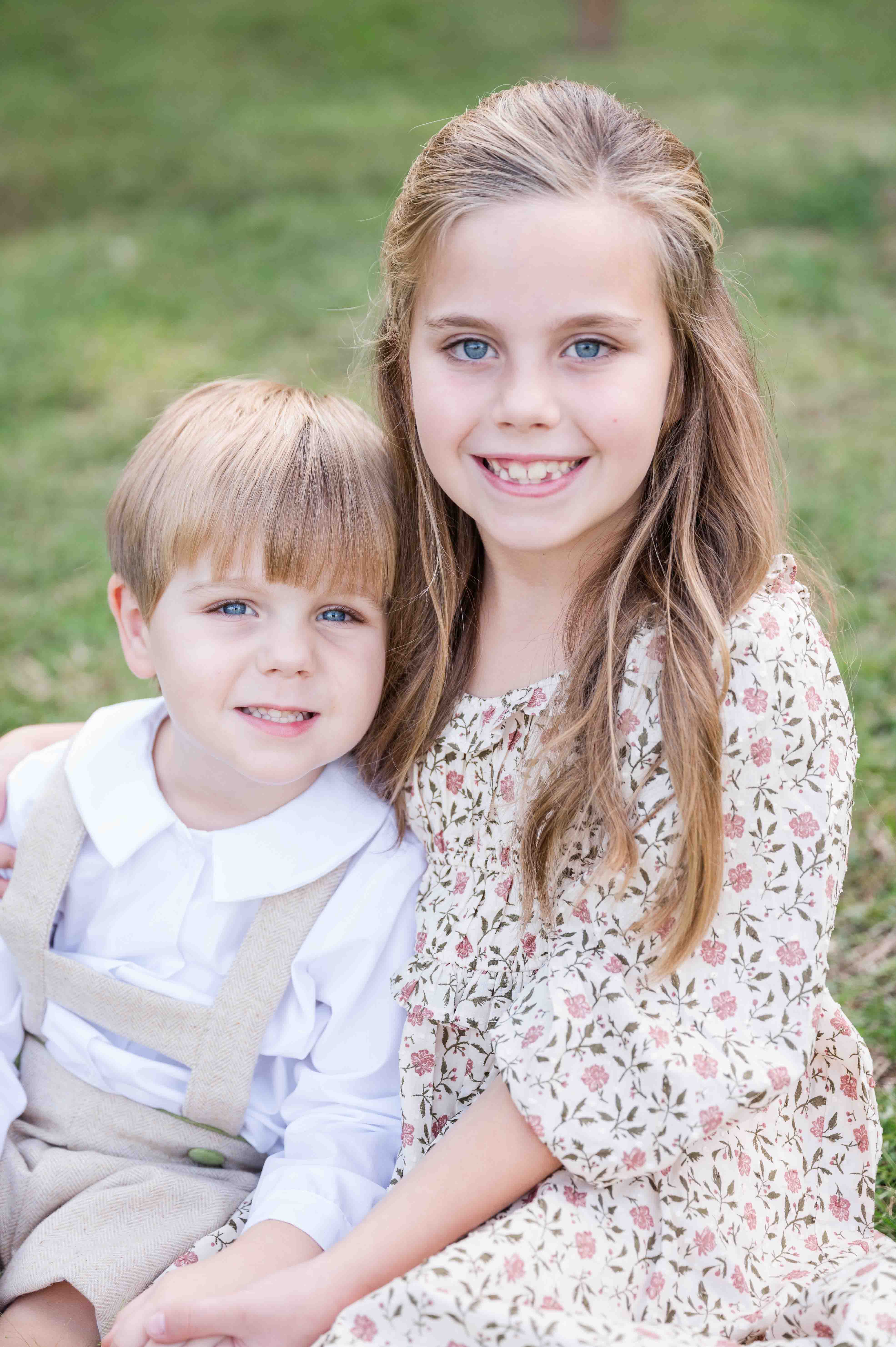 Portrait of kids in park for family mini session in Brentwood Tennessee.