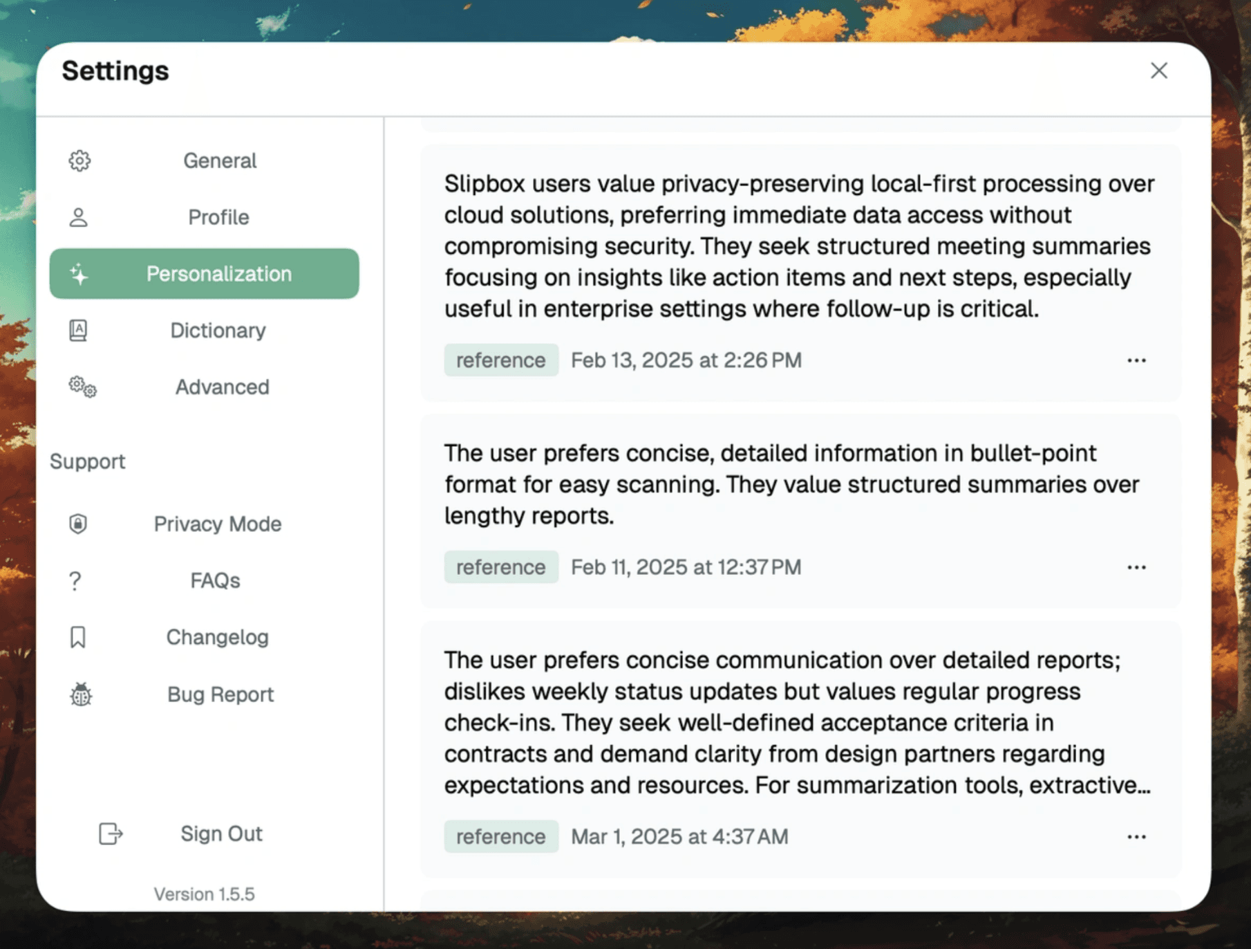 Slipbox tool screenshot